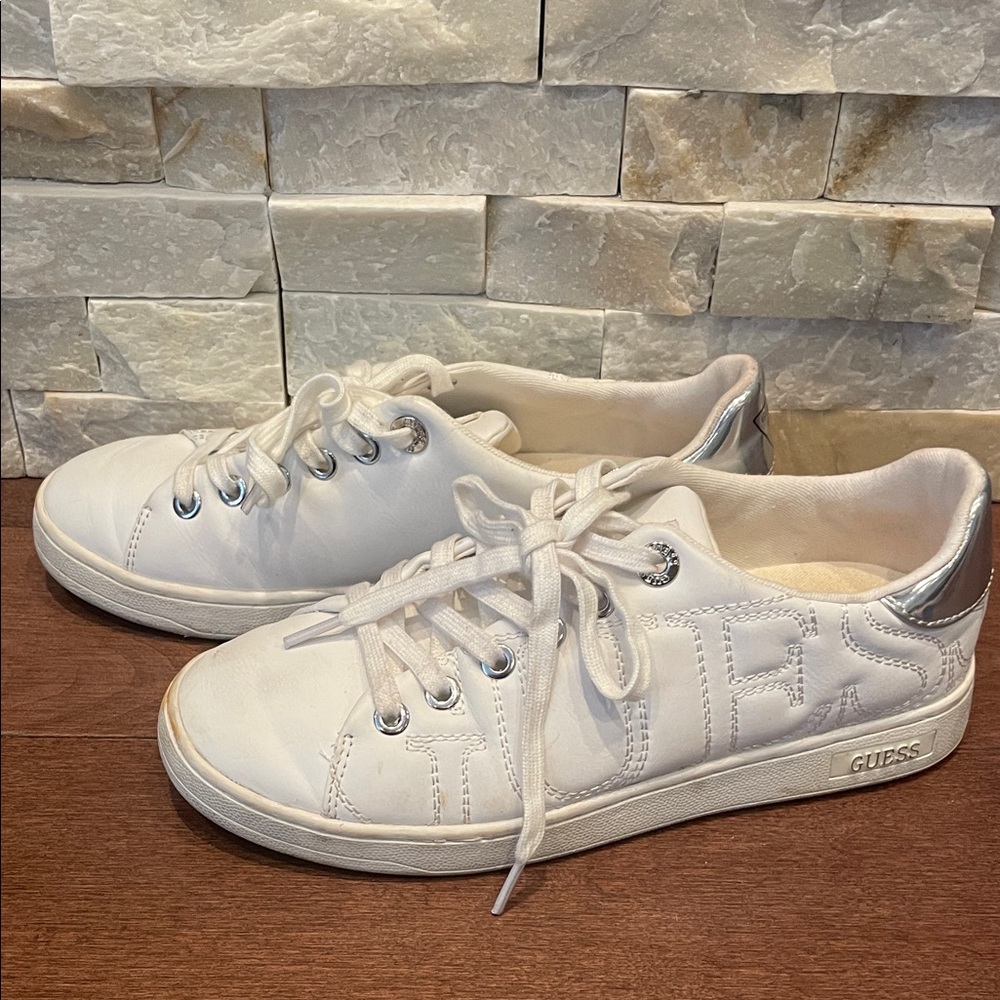 Guess White Sneakers with Silver Details